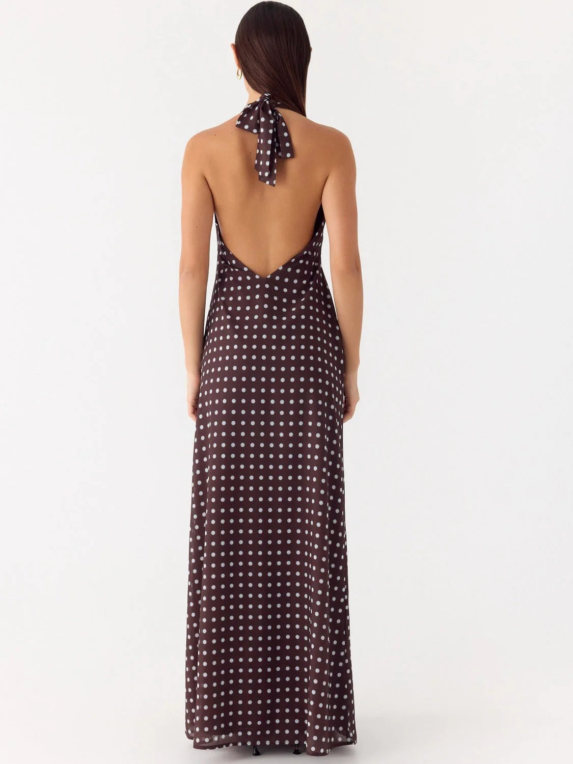 Robe longue à pois polka