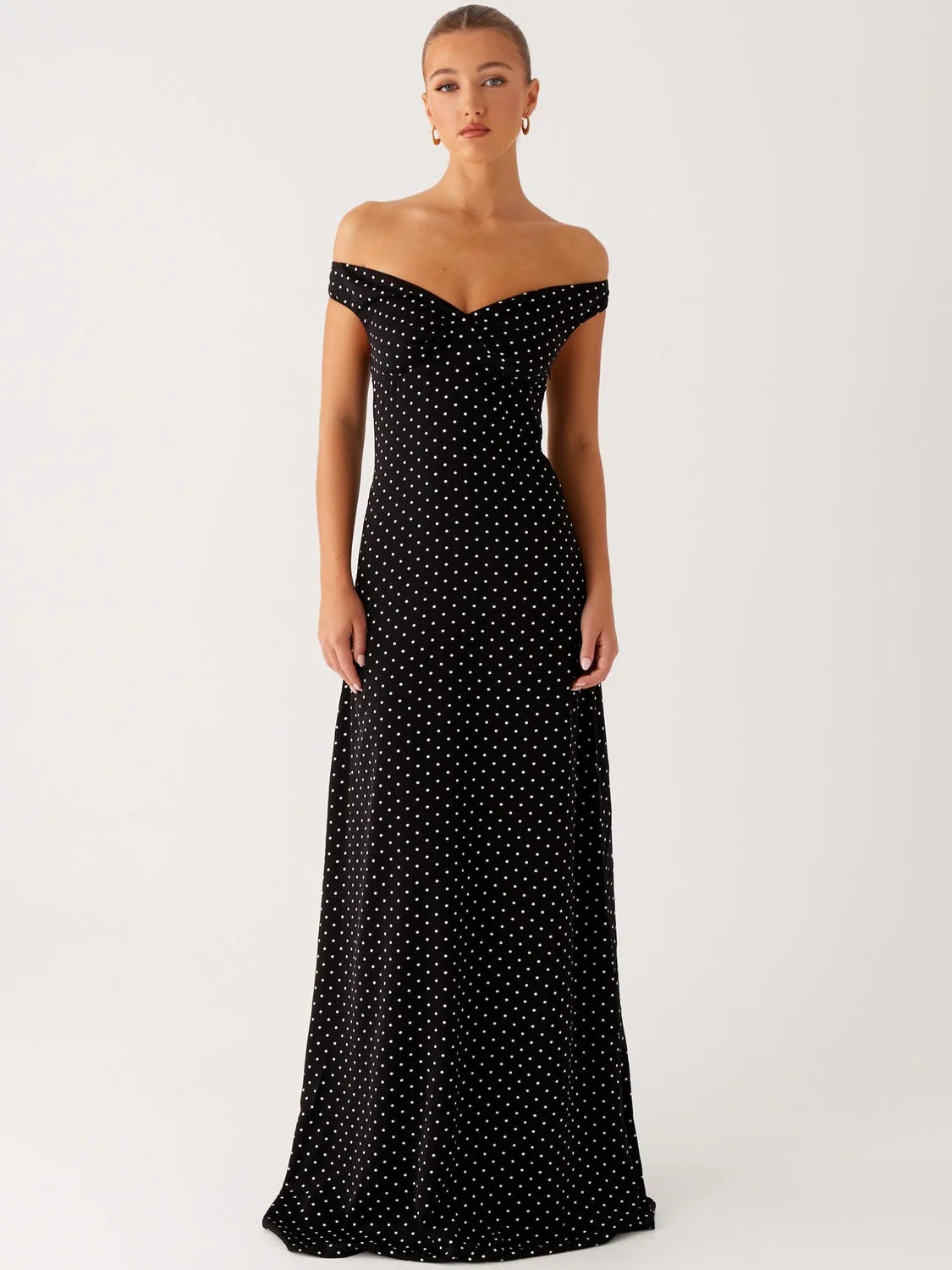 Robe longue à pois polka