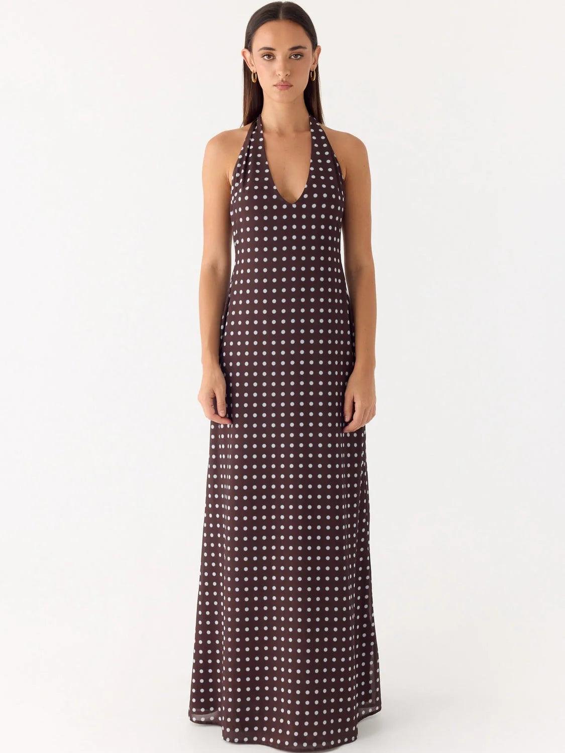 Robe longue à pois polka