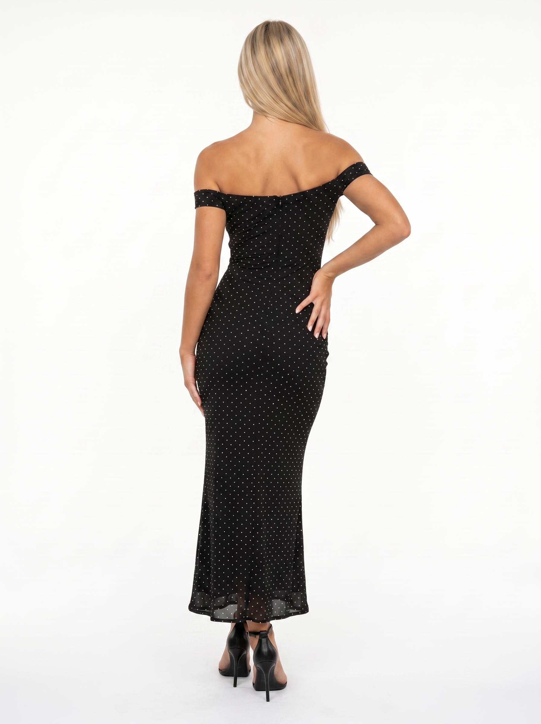 Robe longue à pois polka